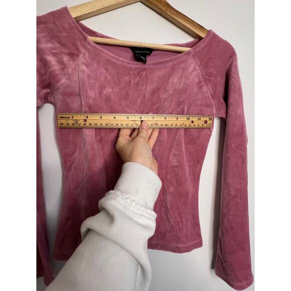 Y2K Moda International XS Pink Velour Flare Long Sleeve Top - Picture 4 of 6